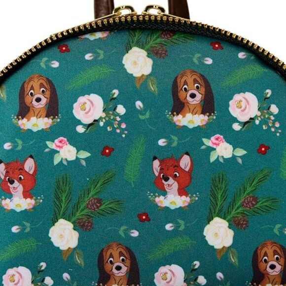 NWT Disney Loungefly Fox & The Hound Floral Mini Backpack - Picture 5 of 5